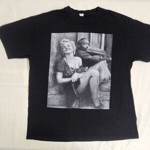 Marilyn Monroe & Tupac Graphic Tee Black Crew Neck Short Sleeve Hip Hop